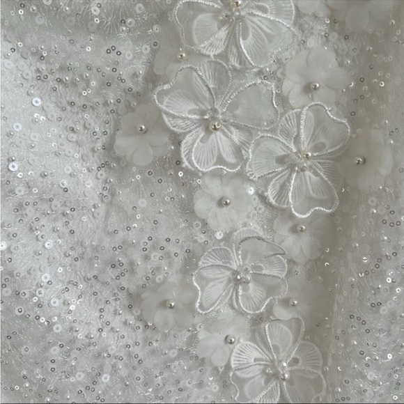 Azazie Lorie white flower micro dress NWOT - Picture 9 of 10